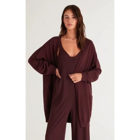 Z Supply Around Town Fig Cozy Lounge Jumpsuit - Picture 6 of 9